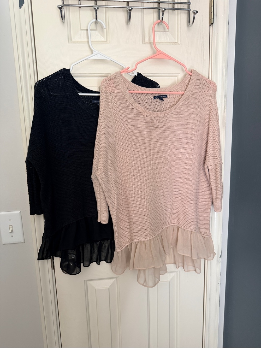 American Eagle Outfitters Blush Pink & Black Knit Sweater